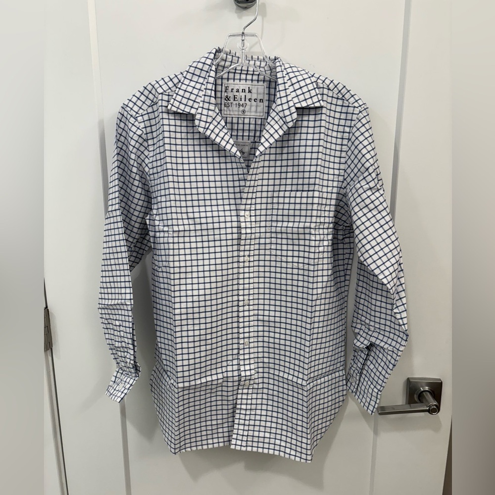 Frank & Eileen Joedy Boyfriend Cotton Button Up Shirt Blue White Size Small - Picture 5 of 11